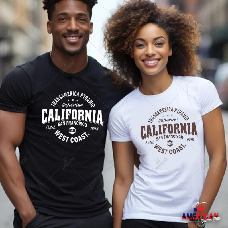 California West Coast Print Couple T-Shirts