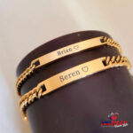 Personalized Couple bracelet, Engraving name Bracelet, Bar bracelet set