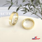 Personalized Couple Rings, Engraved Rings, 24kGold Plated, Sterling Silver & Black Rings, Custom Heart Name rings, Initial Couple Ring Bands, Anniversary gift, Wedding Gifts, Date Ring, Promise Rings