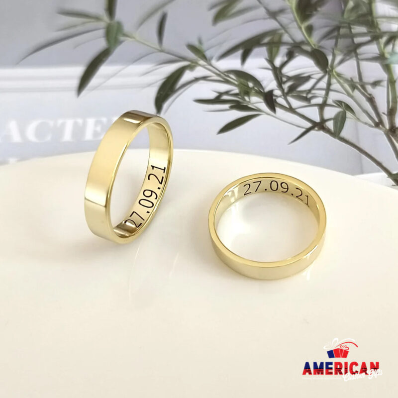 Personalized Couple Rings, Engraved Rings, 24kGold Plated, Sterling Silver & Black Rings, Custom Heart Name rings, Initial Couple Ring Bands, Anniversary gift, Wedding Gifts, Date Ring, Promise Rings