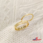 Personalized Engraved Couples Ring Set, Matching Ring Set, Anniversary gift, Date Ring, Valentine’s Day Gift, wedding gift, Heart Name rings