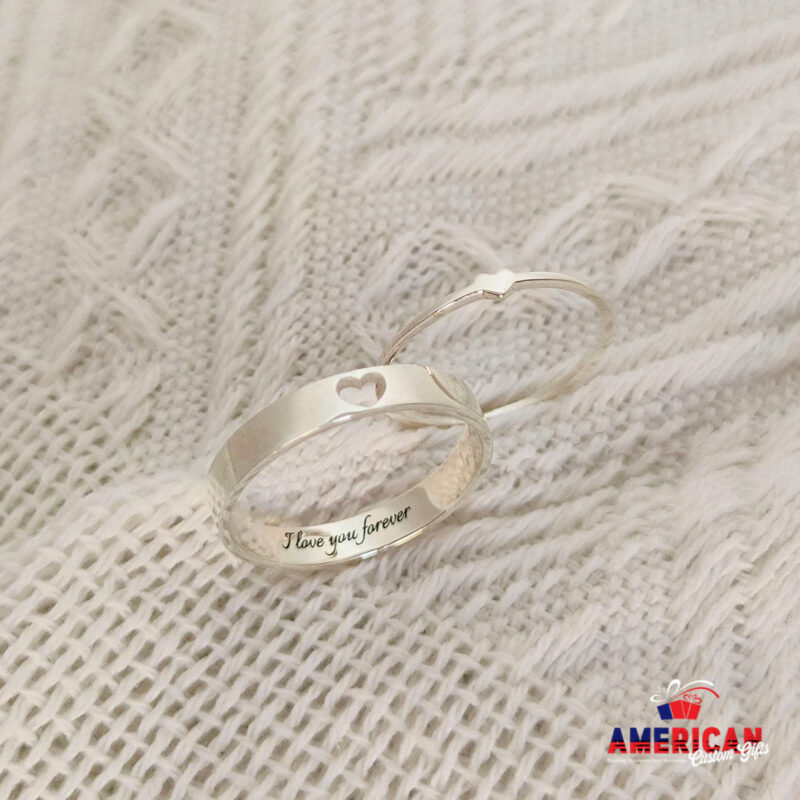 Personalized Engraved Couples Ring Set, Matching Ring Set, Anniversary gift, Date Ring, Valentine’s Day Gift, wedding gift, Heart Name rings