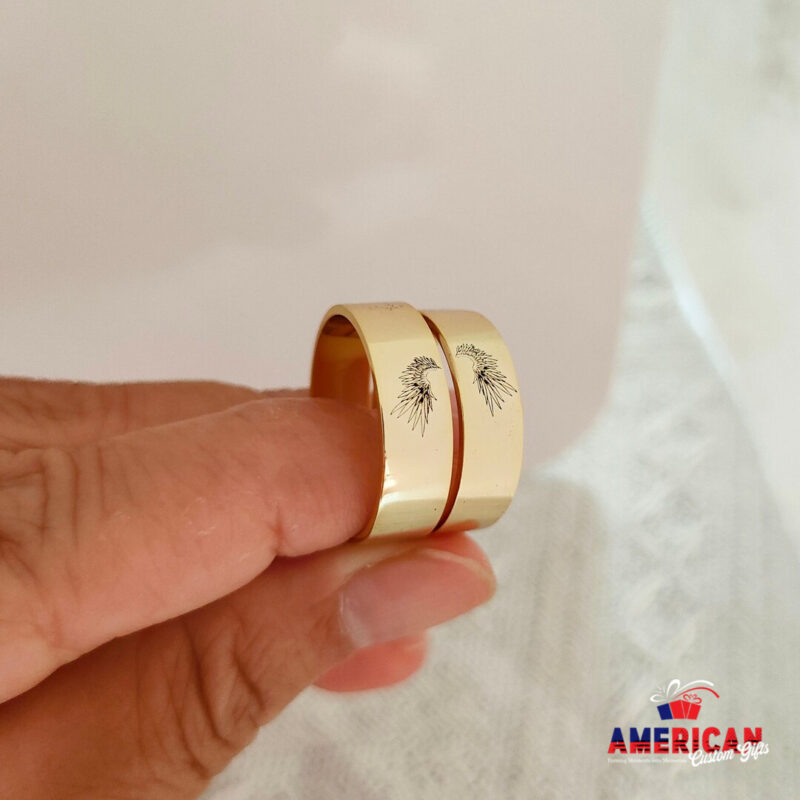 Custom Matching Couple Rings, Bird Couple's Ring Set, Boyfriend Girlfriend Ring, Name Date Ring, Friendship Rings, Promise Rings, Wedding Bands