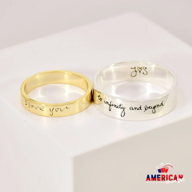 Personalized Engraved Handwriting Ring • Wide Handwriting Band • Custom Handwriting Ring • Unisex Ring • Personalized Handwriting Gift