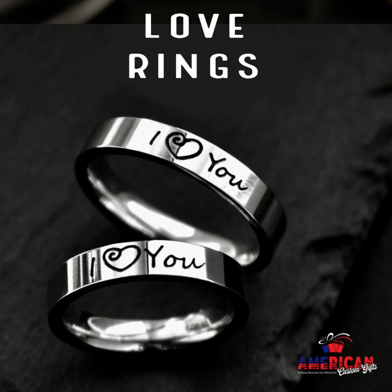 Couple Rings "I love you" engraving, Matching Gift for Couples, Lovers, boyfriend, girlfriend, Set of 2 Friendship-relationship ring set