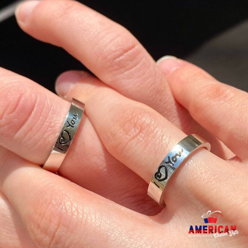 Couple Rings "I love you" engraving, Matching Gift for Couples, Lovers, boyfriend, girlfriend, Set of 2 Friendship-relationship ring set