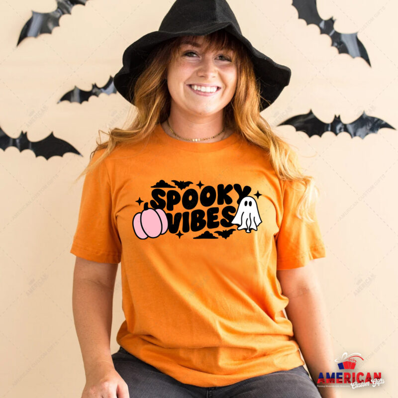 Spooky Vibes Halloween T-Shirt Orange